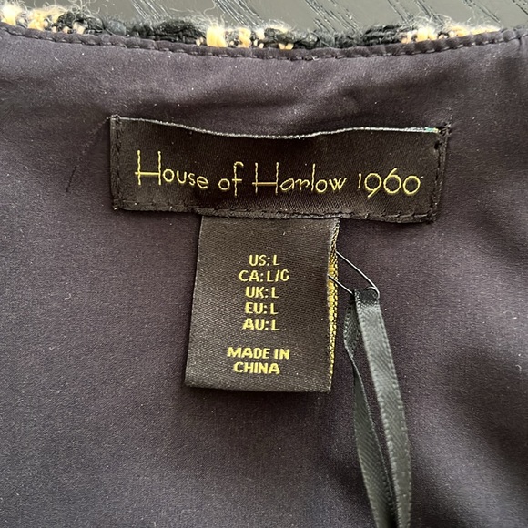 NWT House of Harlow Black & Tan Tweed Women’s Crop Top Sz L - Picture 4 of 7